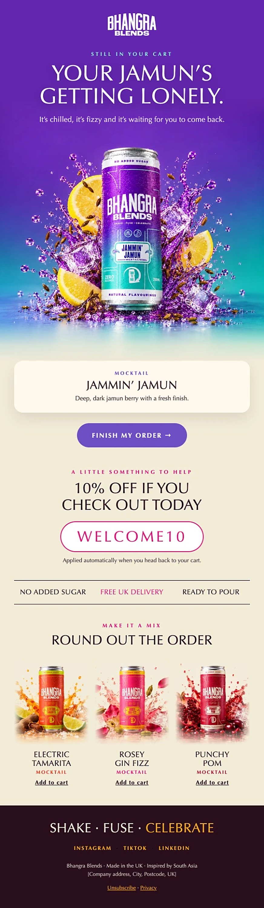 The new Bhangra Blends abandoned cart email