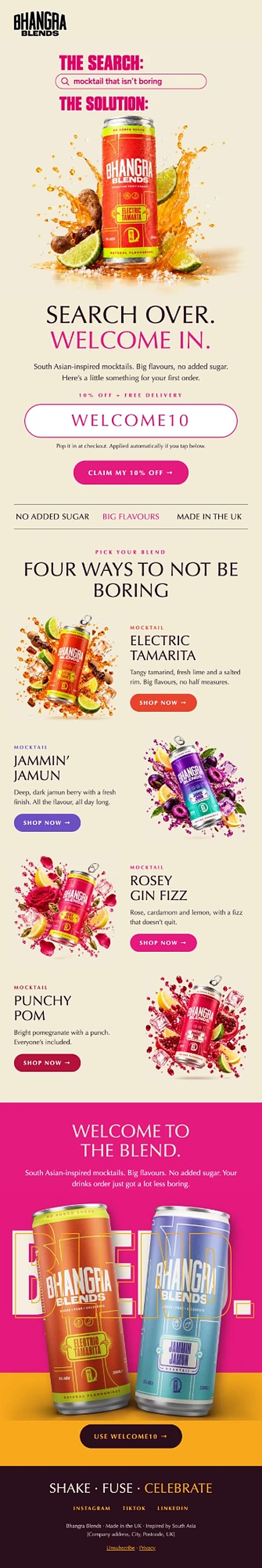 The new Bhangra Blends welcome email